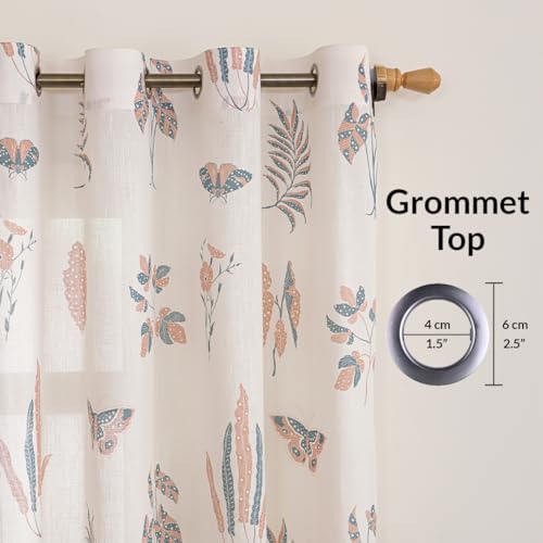 Image of HOMEMONDE Cotton Door 7 Feet Curtains 1 Piece - Printed Sheer Light Filtering Curtain with Eyelets - (84 Inches, Lunaria Garden)