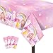 Gukasxi 3 Pack Rosa Prinzessin Tischdecke 51x86 Zoll Fantasy Prinzessin Schloss Tischdecken Kunststoff Einweg Tischtuch für Prinzessin Themed Birthday Party Baby-Dusche für Mädchen