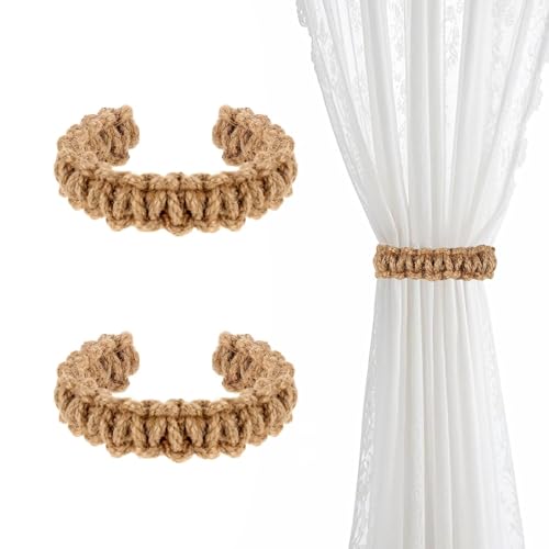 2 Unidades Sujetadores Para Cortinas Tejidos Artesanales, Estilo Bohemio Que Combina Elegancia Y Acento Rústico Elementos Decorativos Únicos Para El Hogar, El Despacho Y La Habitación, Elaborados. 2 Unidades Sujetadores Para Cortinas Tejidos Artesanales, Estilo Bohemio Que Combina Elegancia Y Acento Rústico Elementos Decorativos Únicos Para El Hogar, El Despacho Y La Habitación, Elaborados.