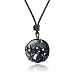 AmorWing Pixiu Engraving Black Obsidian Agate Stones Pendant Womens Mens Necklace