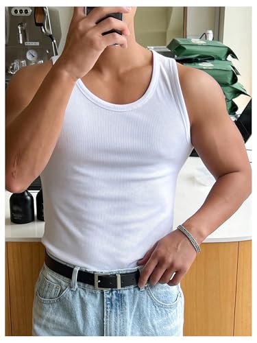 Men's Summer Tank Top Scoop Neck Knit Gym Workout Muscle Tank Undershirt Sleeveless Shirts3