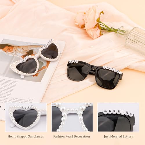 Just Married Decorations Bride And Groom Sunglasses for Just Married Wedding Party Decorations Wedding Sunglasses Accessories White And Black3
