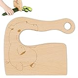 Madera natural pura: el cuchillo de madera para niños está hecho de haya natural pura, respetuosa con el medio ambiente y no contiene sustancias químicas. El cuchillo de madera está afilado minuciosamente y cada lado es liso y redondo. La hoja del cuchillo puede cortar frutas, pero protege los dedos.