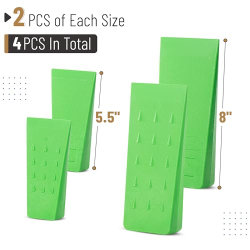 Image of UNCO- Tree Felling Wedges with Spikes, 4 pcs, 5.5 inch and 8 inch, Green, Plastic Wedges for Tree Cutting, Logging Tools and Equipment