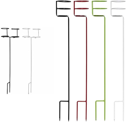 Decko Outdoor 30252 - Soporte doble resistente para bebidas, blanconegro, paquete de 2 y productos 30251 - Estacas resistentes para bebidas y