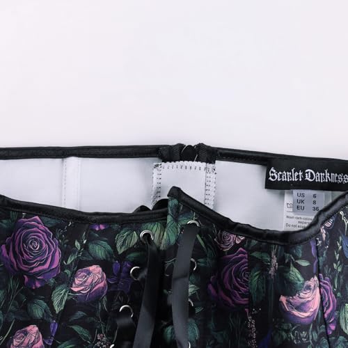 Image of Scarlet Darkness Corset Belt for Women Floral Lace Up Boned Underbust Corset Waist Belts