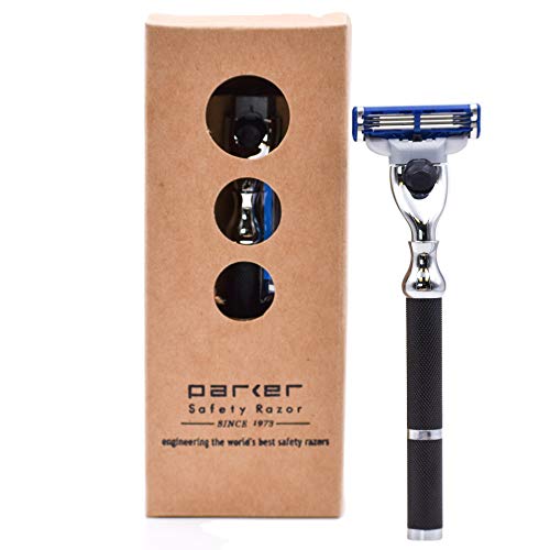 Black Metal Triple Blade Razor from Parker Safety Razor - Accepts Mach 3 and Gillette 3 Blades - //coolthings.us