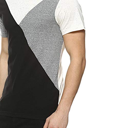 Image of CAHOOT Color Block Men Round Neck Multicolor T-Shirt