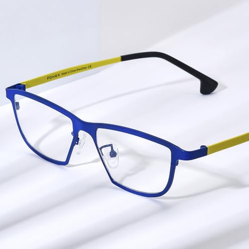 Image of FONEX Colorful Pure Titanium Glasses Frame Women Retro Round Eyeglasses