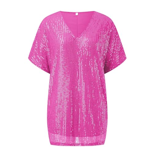 T-shirt grande taille paillettes rose XXL résout le manque d'élégance fluide