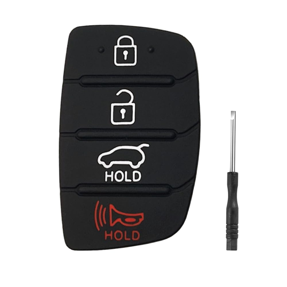 4 Button Key Fob Rubber Pad Replacement for Hyundai Sonata Santa Fe Sport 2019 2018 2017 2016 2015 2014 2013 Keyless Entry Remote Control Flip Car Key Fob Button Cover Case Insert Keypad