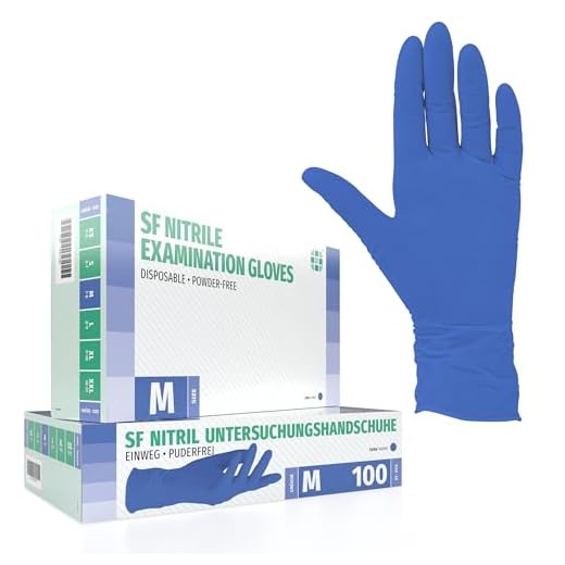 Nitrilhandschuhe 100 Stück Box (M, Lila) Einweghandschuhe, Einmalhandschuhe, Untersuchungshandschuhe, Nitril Handschuhe violett, puderfrei, ohne Latex, unsteril, latexfrei, disposible gloves, purple,