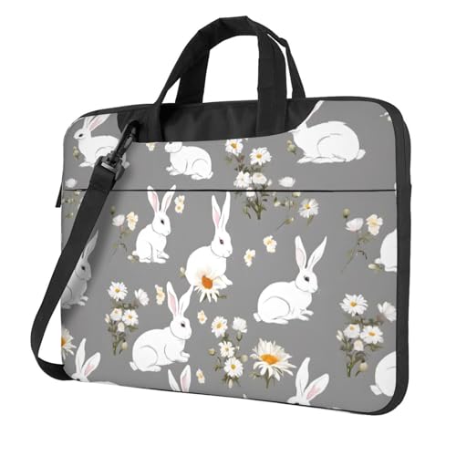 Sac à bandoulière pour ordinateur portable au motif lapin floral