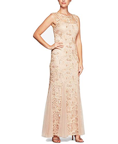 Image of Alex Evenings Women's Long Length Fit and Flare Mother of the Bride Dress with Godet Detail (Petite and Regular Sizes)