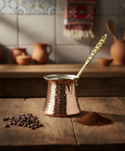 Cezve, Ludıa Dövme Bakır El Yapımı Kahve Cezvesi (186 ml)