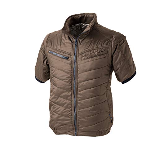 【作業服防寒】作業着 半袖 ジャケット 秋冬 撥水 速乾 保湿 HOP-SCOT(ホップスコット)超軽ソロナ・シレーアルミ半袖ブルゾン9247ダークブラウン4L