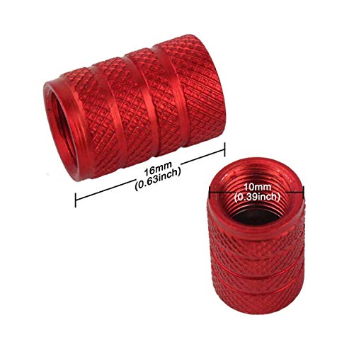 Image of Winka Round Tire Stem Valve Caps Aluminium Car Dustproof Caps Tire Wheel Stem Air Valve Caps, 5 Pieces Red