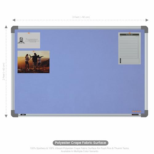 Image of Scholar Art Metis 2x3 Feet Fabric Pin Up Board for Wall & Study Table | Vibrant & Versatile Crape Cloth + High Density Soft Board for Pinning Photos, Sticky Notes & Reminders (Purple)