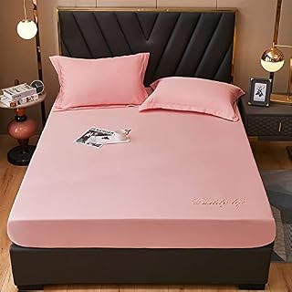 Treer-shop Plain Bedding Fitted Sheets Extra Deep Pocket for Single Double King Size Bed, Soft Microfiber Bed Sheets Easy Care Non-slip Wrinkle Fade Resistant Elegant Bedding (Grey,Pillowcase 2pcs)