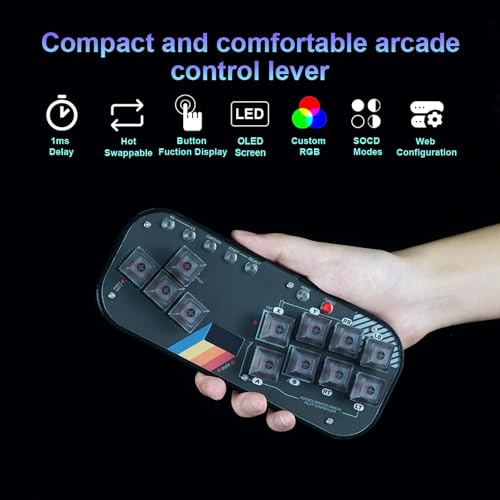 Image of BITFUNX Flatbox Gaming Keypad, Arcade Stick All-Button Leverless Controller - Supports SOCD & Hot Swap, Arcade Controller Street Fight for PC /PS3 /PS4 /Switch /Steam with Custom RGB & TURBO (MINI-002)