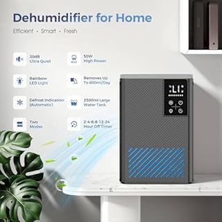 Deumidificatore 2500ML, Deumidificatore Casa Muffa Elettrico, Ultra Silenzioso, Spegnimento Automatico, Purificatore Dell'aria, Contro Umidità e Muffa per Camera da Letto, Bagno, Casa