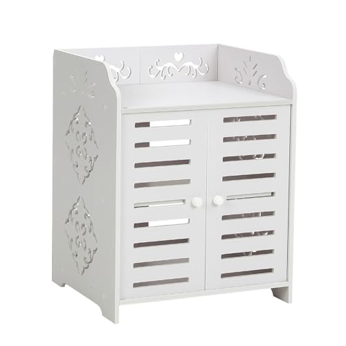 3 Tiers Shoe Storage Cabinet White with 2 Doors, Shoe Rack Slots for Bedroom Home Anti-rust Waterproof