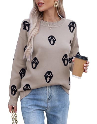 Image of Womens Cute Heart Sweater Crew Neck Long Sleeve Pullover Valentines Sweater