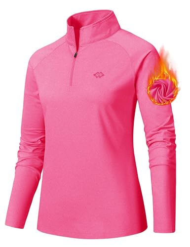 T-shirt de course à pied manches longues pour femme avec col zippé 1/4 et protection UPF 50+