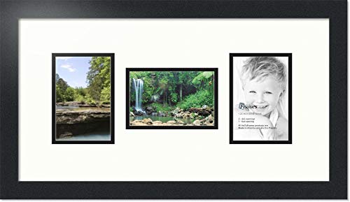 ArtToFrames Collage Photo Frame Double Mat with 3 - 4x6 Openings and Satin Black Frame