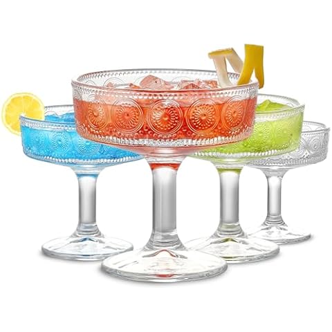 Mfacoy Vintage 7 oz Coupe Glasses Set Cover