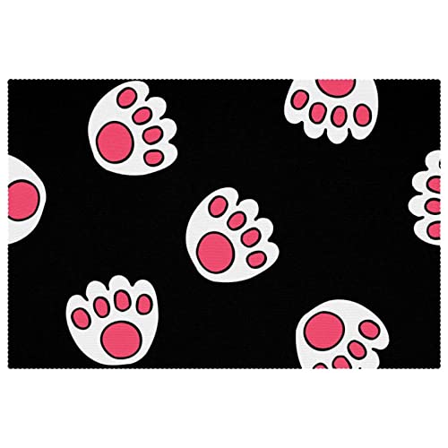 Juego de 4 manteles individuales con fondo negro para gatos, resistentes al calor, lavables, de tela Oxford, juego de 4 unidades, decoración de cocina en el hogar, fácil de limpiar
