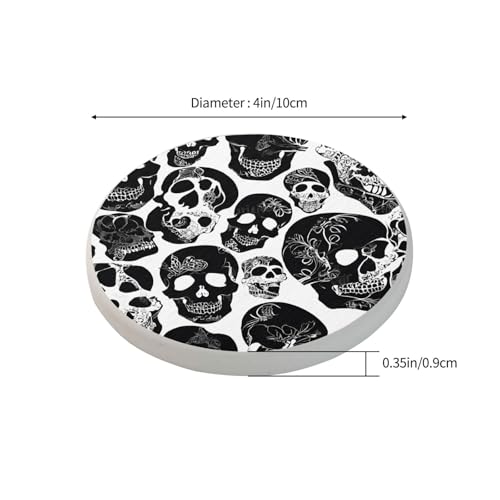 Dessous de verre diatomite tête de mort (lot de 6) pour table
