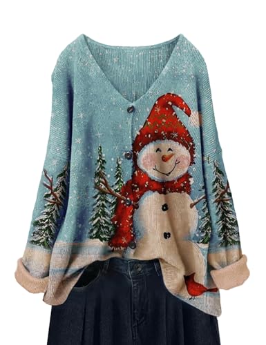 Image of YESNO Women's Fall V-Neck Cardigan Sweaters Casual Graphic Oversized Open Front Button Down Long Sleeves Knit Tops SCV