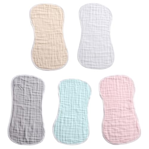 ABOOFAN Paños para Eructar para Bebés 5 Piezas, Paños Absorbentes de Algodón para Recién Nacidos, Suaves y Transpirables, Toallas Multiusos para Proteger Ropa y Piel Sensible, (,)