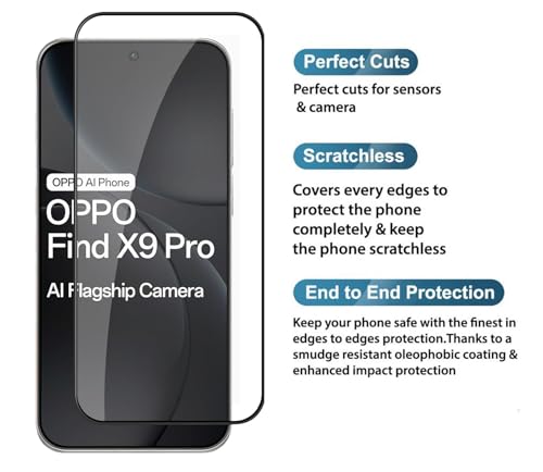 Image of HD Tempered Glass Screen Protector Compatible for Oppo Find X9 Pro 5G with Edge to Edge coverage and Easy Installation kit