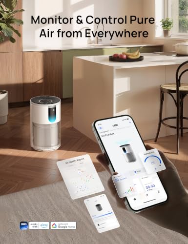 Image of DREO Smart Air Purifier for Home, Up to 1176 ft, HEPA Sleep Mode, Air Cleaner for Large Rooms & Bedrooms, Wi-Fi /Voice /Alexa, Pets, Smoke, Dust, Pollen & Odors, PM2.5 Monitor, DR-HAP009S (Dreo 539S)