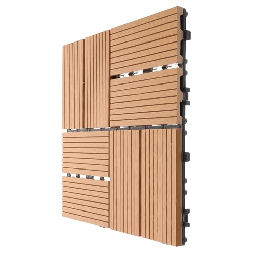 Didiseaon Madera Plástica Ecológica para Exterior Baldosa de Suelo Entrelazada Resistente para Terraza Balcón y Jardín Color Albaricoque Paquete