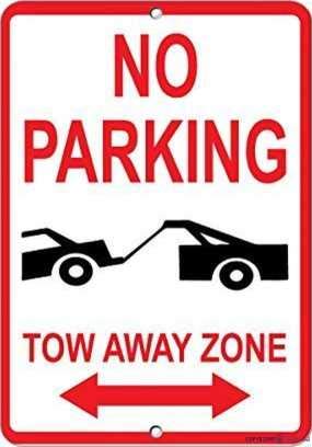 No Parking Bidirectional Warning Sign, Tow Away Zone Plaque for Garage & Yard 12 x 8 Inch