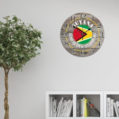 Horloge murale drapeau Guyane pour salon et cuisine rustique