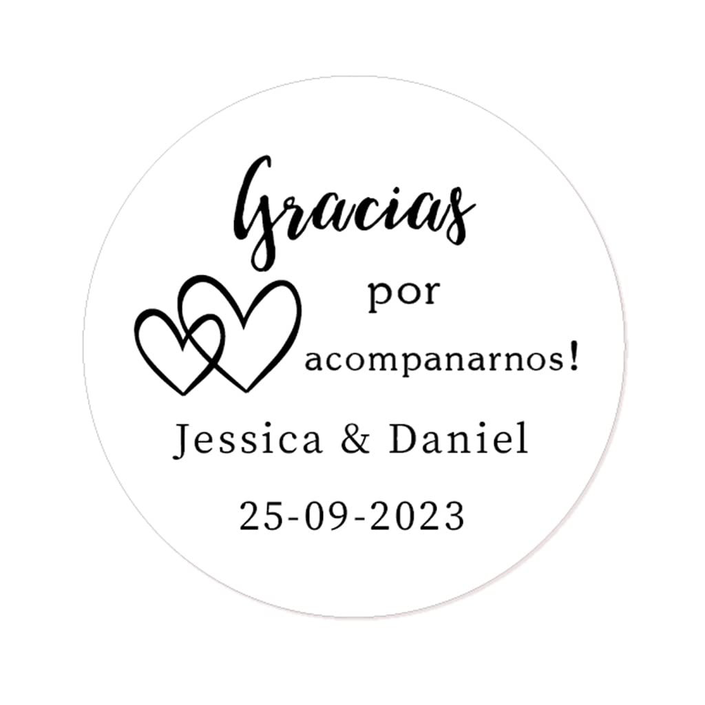 50 PERSONALIZADAS pegatinas de boda -Gracias por acompañarnos! - 40MM REDONDO Gracias pegatina para recepción/invitación/aniversario/compromiso/regalos/peladillas/tarjetas - Rd 016 (001)
