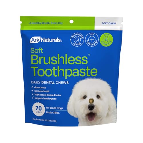 Ark Naturals Soft Brushless Toothpaste, Dog Dental Chews for Small Breeds, Freshens Breath, Unique Texture Helps Reduce Plaque & Tartar, 12oz, 1 Pack