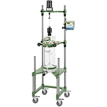 Chemglass CG-1958-F821 Series CG-1958 Complete Unjacketed Cylindrical Process Filter Reactor System, Air Motor, 20L Capacity