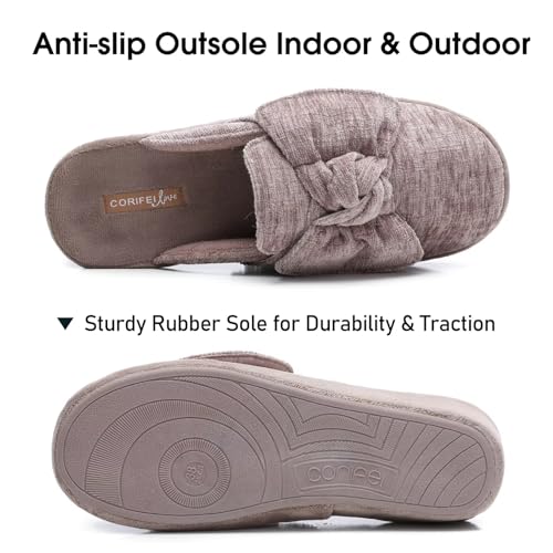 Wedge Style Slippers for Women Elegant House Shoes with Bow Indoor Outdoor Slides4