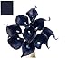Angel Isabella, LLC 20pc Set of Keepsake Artificial Real Touch Calla Lily with Small Bloom Perfect for Making Bouquet, Boutonniere,Corsage (Navy Blue)