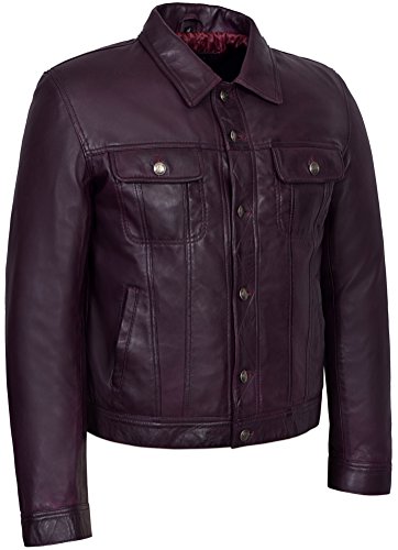 Trucker Mens 1280 Oxblood Classic Western Real Soft Genuine Leather Jacket Shirt (2Xl) #TOP1