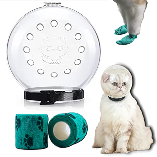 Cat Muzzle Cat Helmet, Breathable Cat Mouth Cover Prevent Cats Biting Chewing Licking Wound, Adjustable Kitten Transparent Helmet Pet Costume Tools, Grooming Anti Bite Mask For Aggressive Small Pets #TOP7