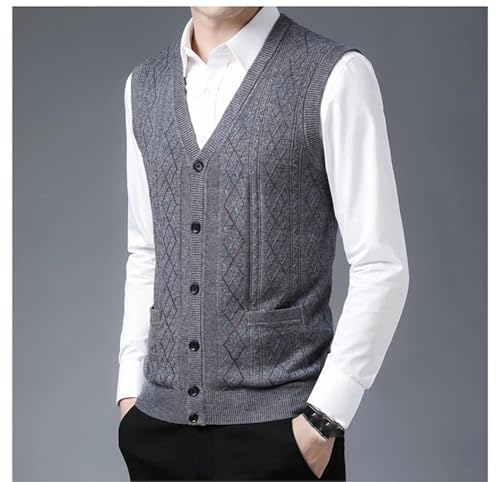 Men Wool Knitted Vest Cardigan Sleeveless V-Neck Waitstcoat Single-Breasted Sweaters Tank Top3