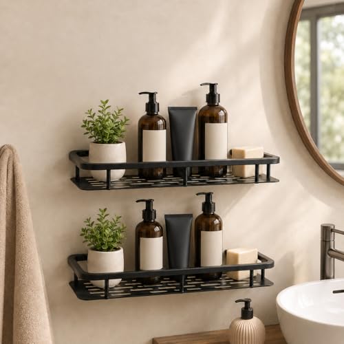 Amazon Brand - Solimo Wall Mounted Bathroom Shelf, Metal Shower C...