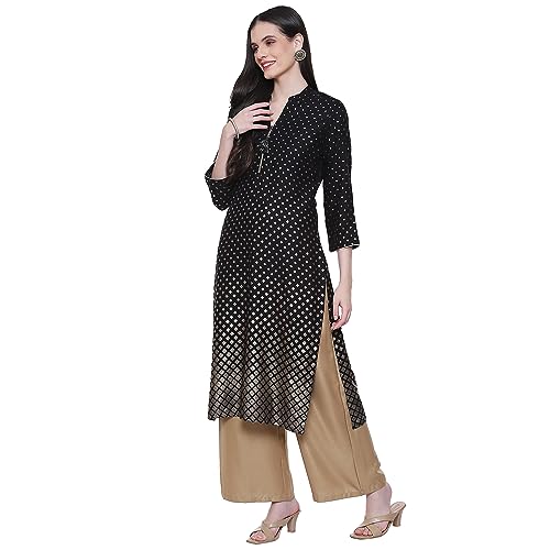 Image of Rangriti Maroon Liva Straight Printed Kurta for Women