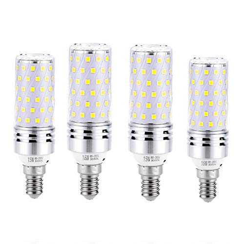WinnowTe E14 Bombillas Maíz LED 15W, LED Bombillas Candelabros, 3000K Blanco Cálido, 1500LM, Bombillas Incandescentes de 120W Equivalentes, No Regulable, Paquete de 4